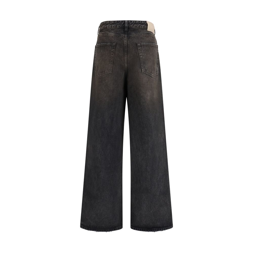 Our Legacy Black Cotton Relaxed Fit Jeans - Full Cut Nebula Wash