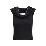 Marine Serre Black Viscose Off Shoulder Shirt
