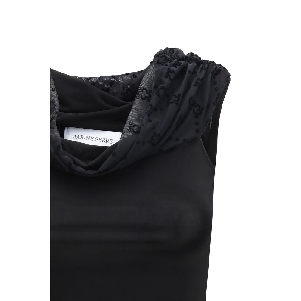 Marine Serre Black Viscose Off Shoulder Shirt