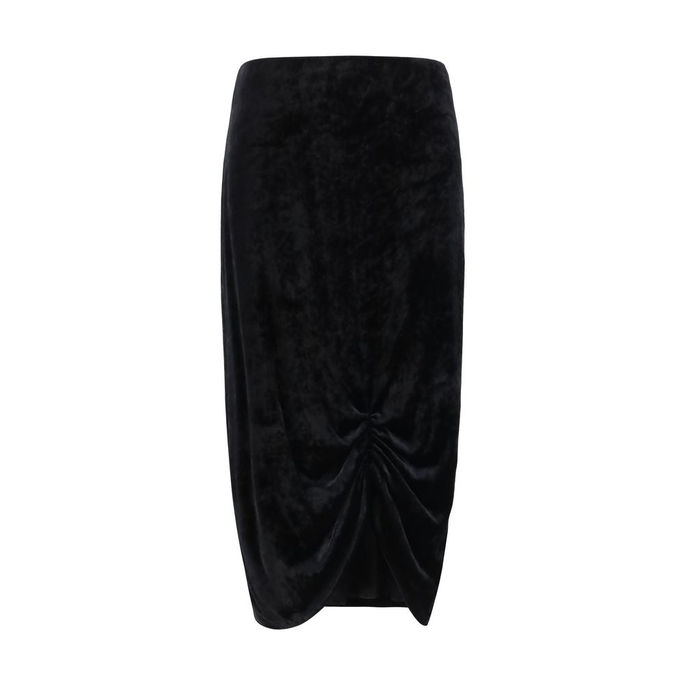 Valentino Black Viscose Long Skirt with Elegant Draping