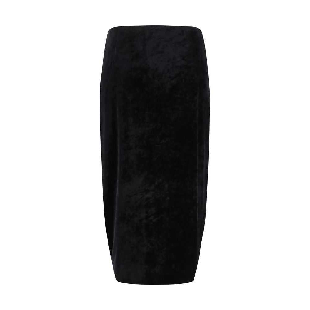 Valentino Black Viscose Long Skirt with Elegant Draping