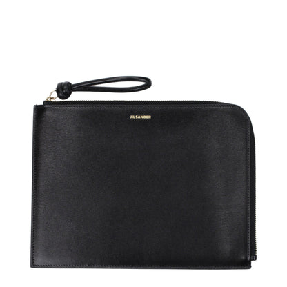 Jil Sander Zwarte Leren Clutch Tas