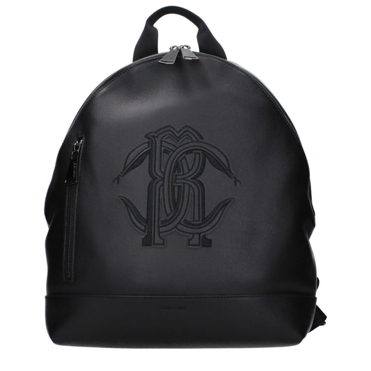 Sac à dos en cuir noir Roberto Cavalli