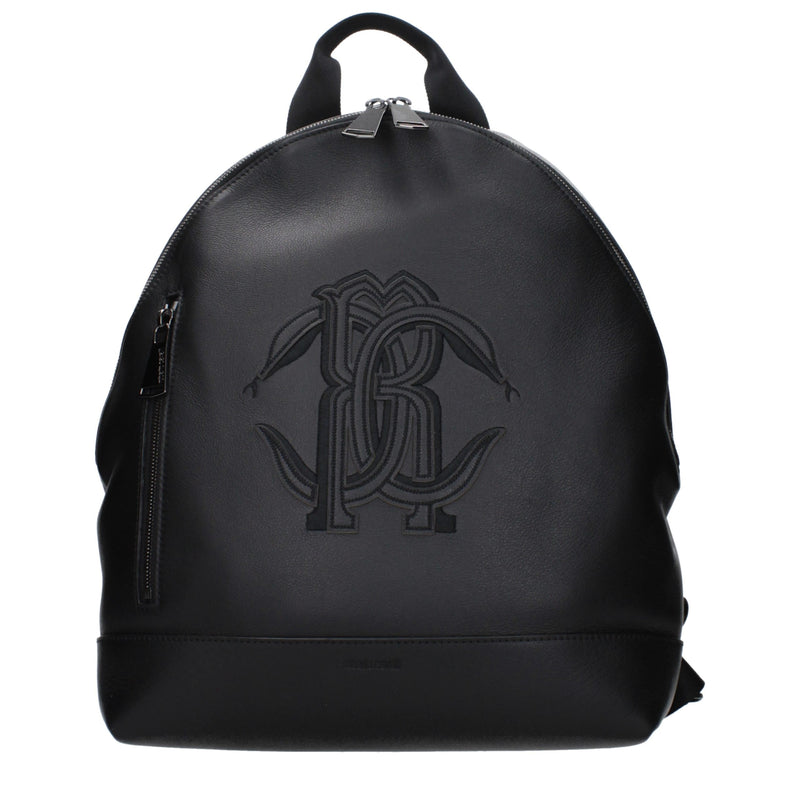 Sac à dos en cuir noir Roberto Cavalli