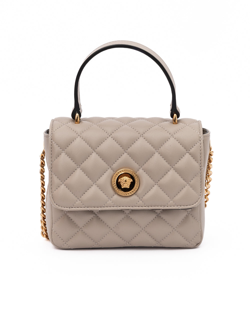 Versace Taupe Quilted Leather Handbag - Authentic Luxury