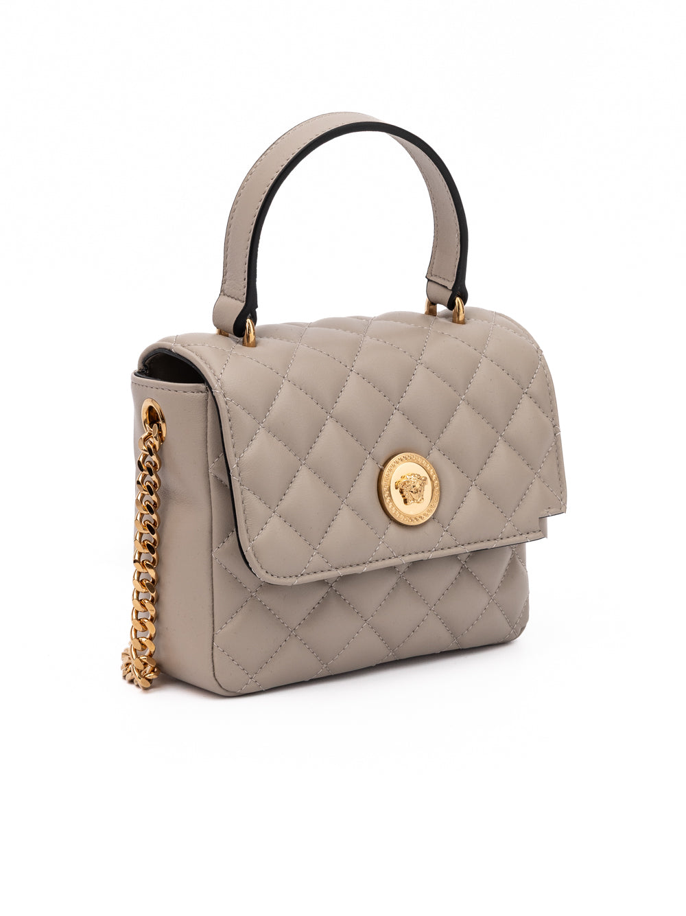 Versace Taupe Quilted Leather Handbag - Authentic Luxury