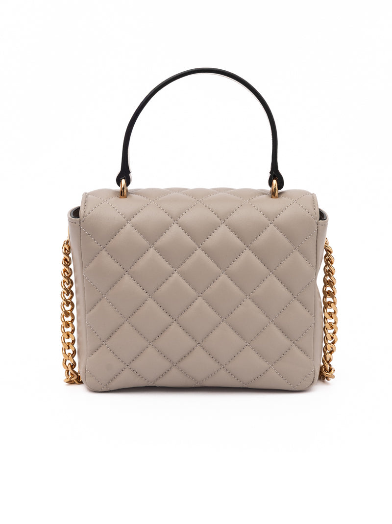 Versace Taupe Quilted Leather Handbag - Authentic Luxury