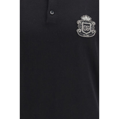 Polo en coton noir Dolce & Gabbana