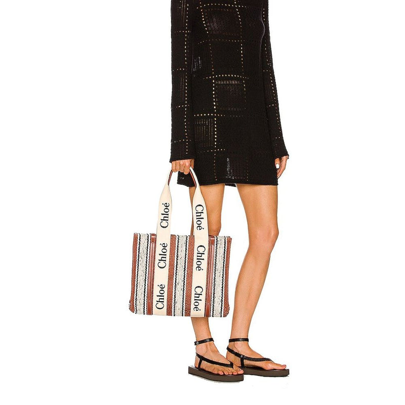 Chloé Brown Linen Tote Bag - Elegant and Versatile