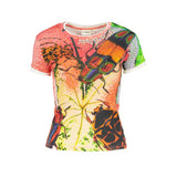 Desigual Bugs Lacroix T-Shirt en Coton Rouge pour Femmes