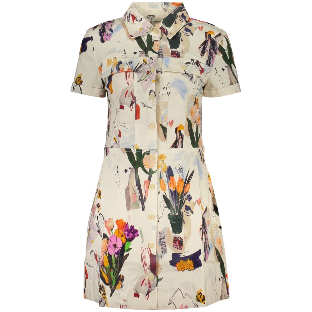 Desigual White Viscosa Women Dress - Short Patterned Style