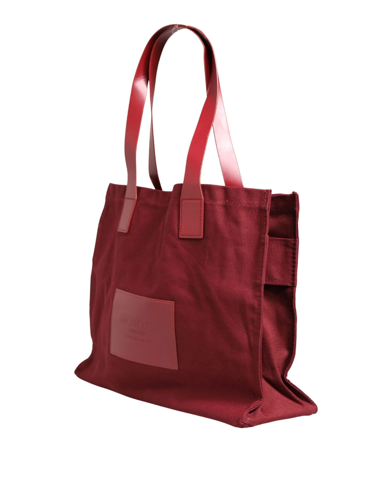 SIF JAKOBS Burgundy Cotton Canvas Shopping Tote for Women