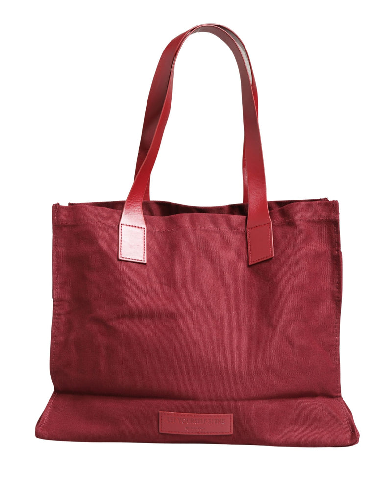 SIF JAKOBS Burgundy Cotton Canvas Shopping Tote for Women