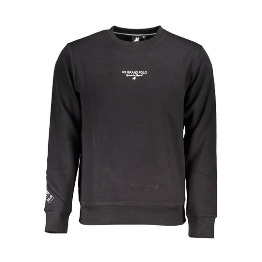Zwart Katoenen Herensweatshirt met Amerikaanse Grand-opdruk