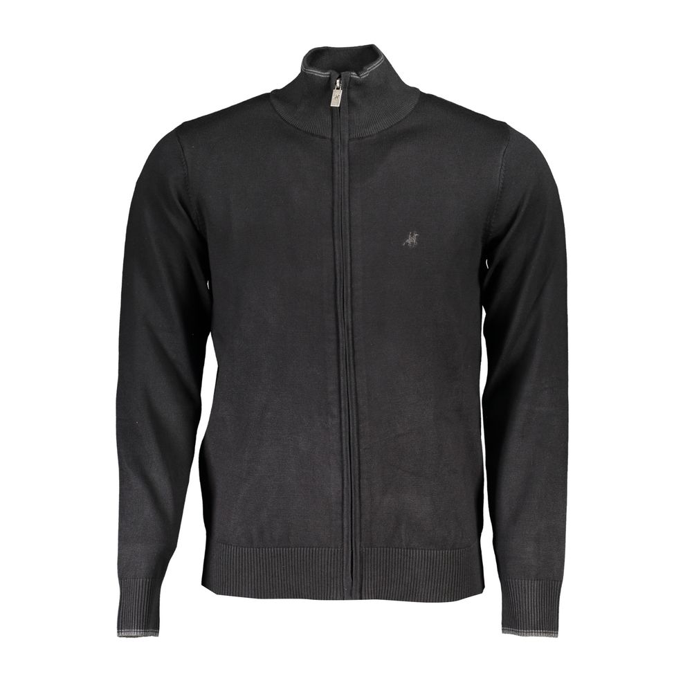 U.S. Grand Black Viscose Men Cardigan - Stylish Comfort