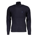 U.S. Grand Blue Viscose Men's Turtleneck Sweater