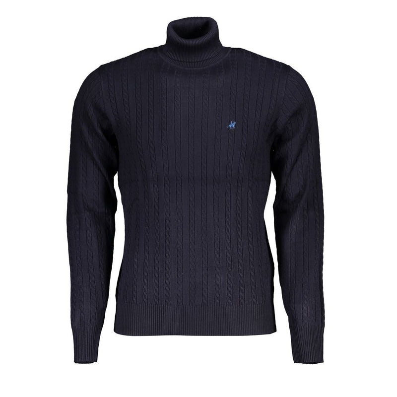 U.S. Grand Blue Viscose Men's Turtleneck Sweater
