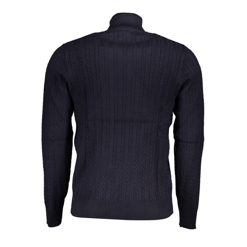 U.S. Grand Blue Viscose Men's Turtleneck Sweater
