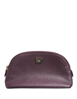 Dolce & Gabbana Dark Purple Leather DG Logo Zip Around Wallet