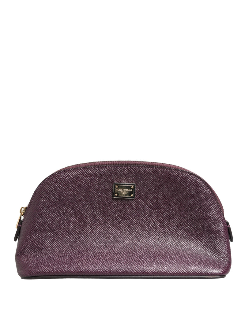 Dolce & Gabbana Dark Purple Leather DG Logo Zip Around Wallet