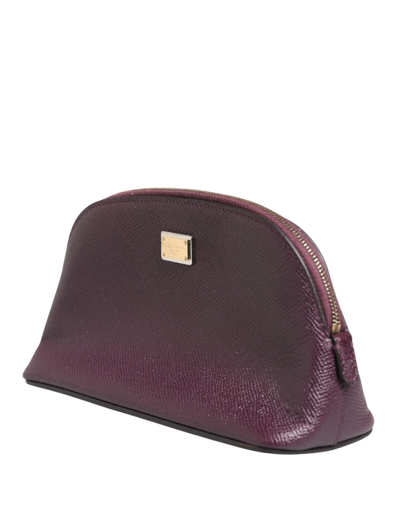 Dolce & Gabbana Dark Purple Leather DG Logo Zip Around Wallet