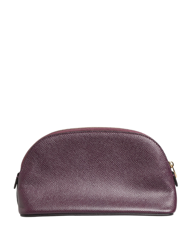 Dolce & Gabbana Dark Purple Leather DG Logo Zip Around Wallet