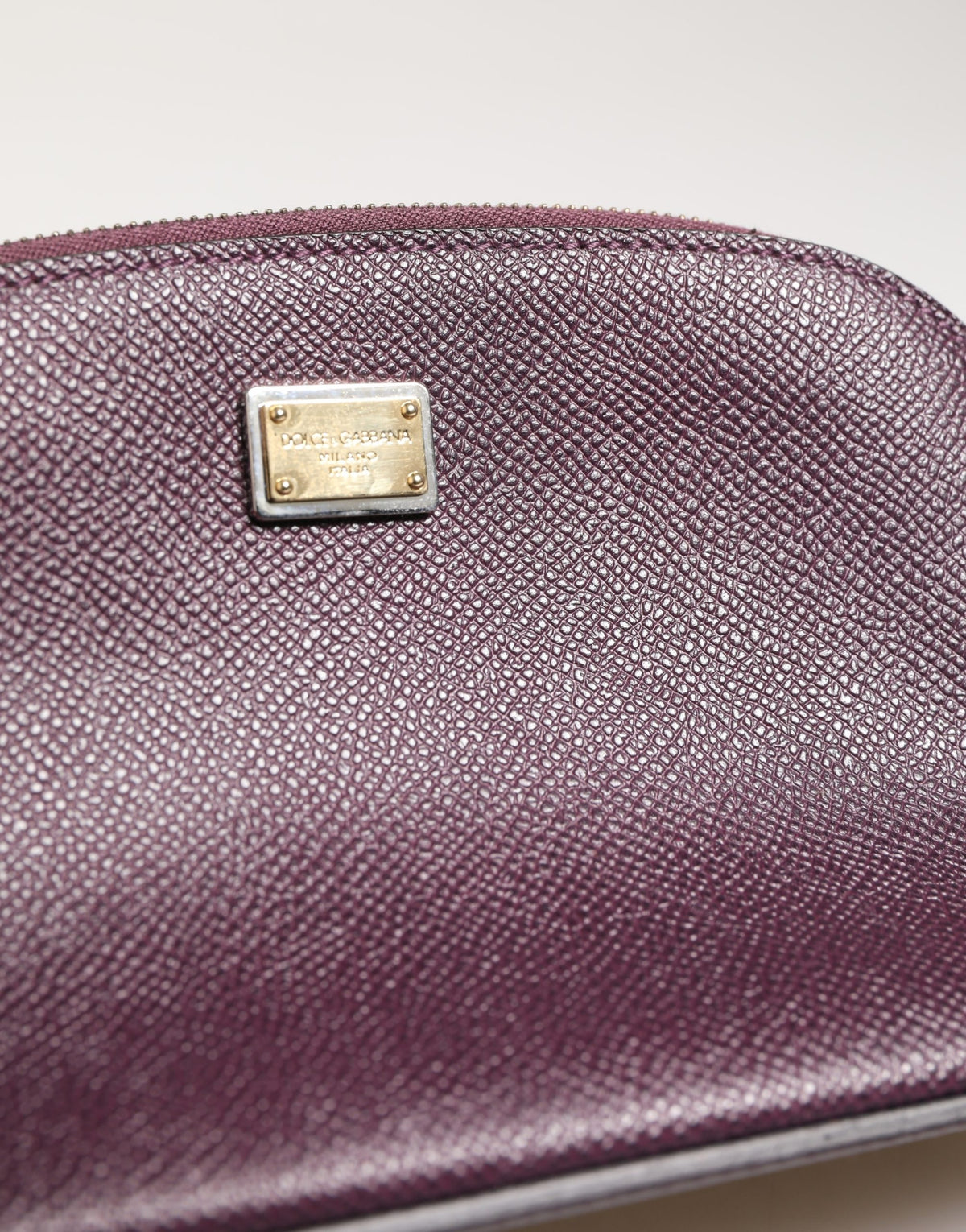 Dolce & Gabbana Dark Purple Leather DG Logo Zip Around Wallet