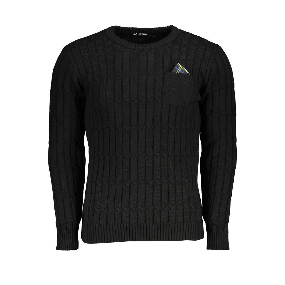 U.S. Grand Black Acrylic Men Sweater - Stylish Comfort