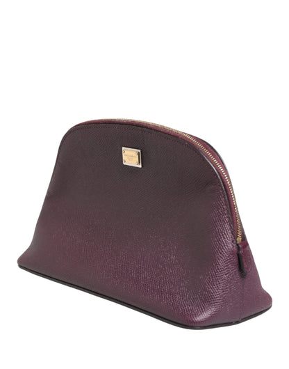 Dolce & Gabbana Dark Purple Leather DG Logo Zip Around Hand Purse Wallet