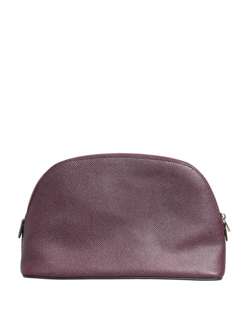 Dolce & Gabbana Dark Purple Leather DG Logo Zip Around Hand Purse Wallet