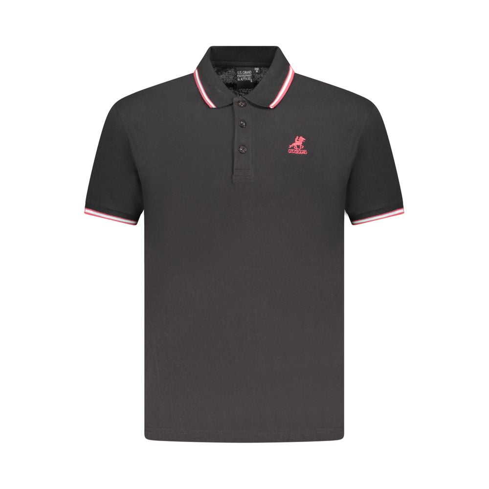U.S. Grand Black Cotton Mens Polo Shirt - Timeless Elegance