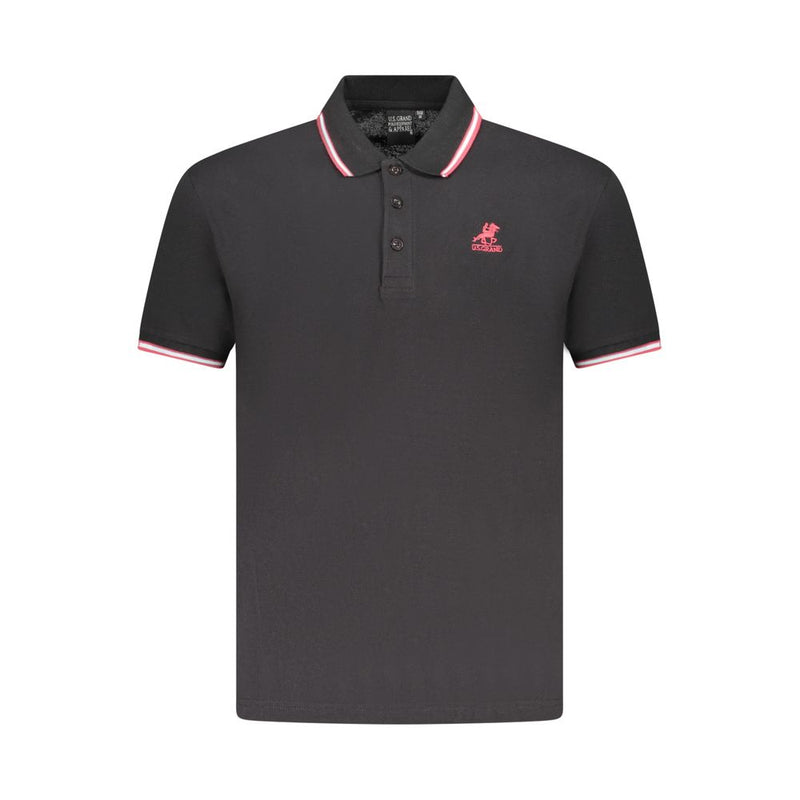 U.S. Grand Black Cotton Mens Polo Shirt - Timeless Elegance
