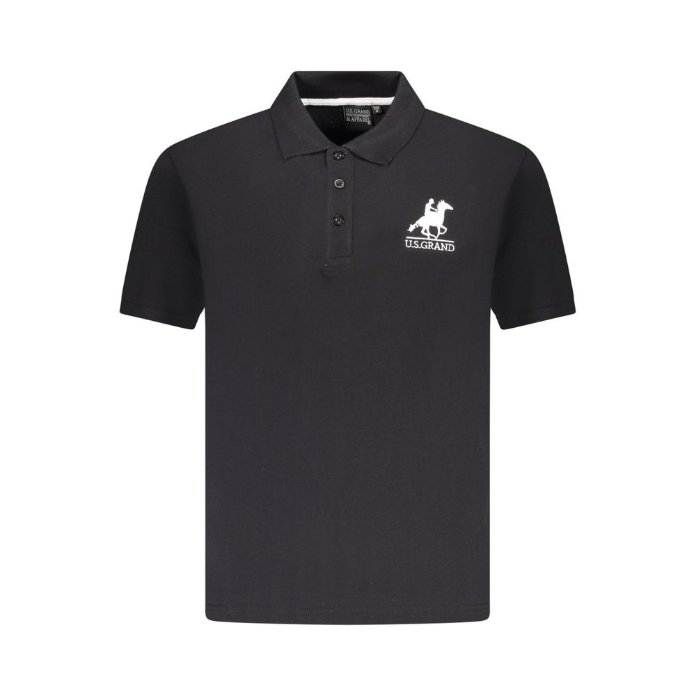 U.S. Grand Black Cotton Men Polo - Classic Style