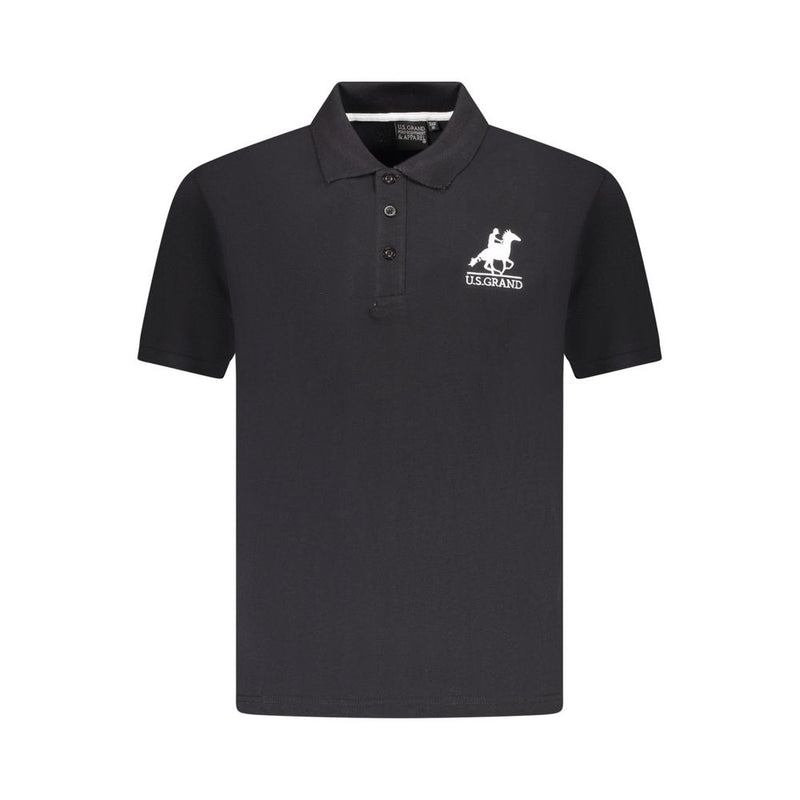U.S. Grand Black Cotton Men Polo - Classic Style
