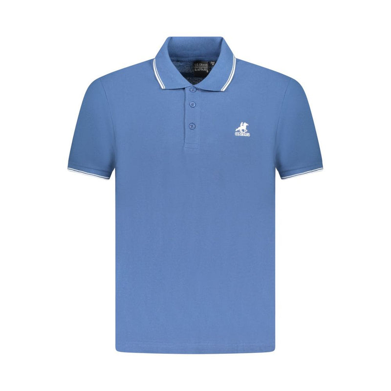 U.S. Grand blauw katoenen poloshirt voor heren
