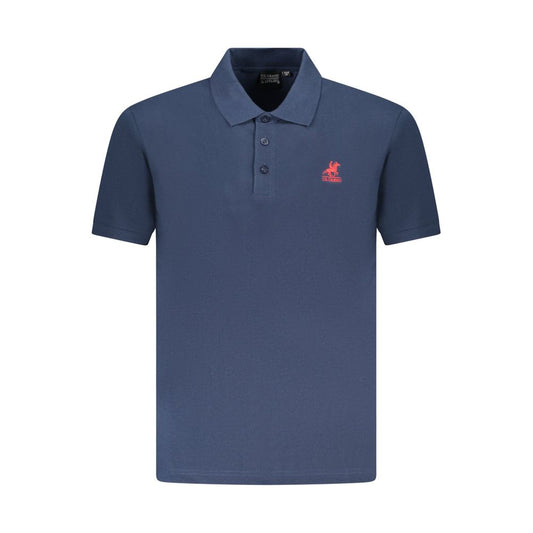 U.S. Grand blauw katoenen poloshirt voor heren