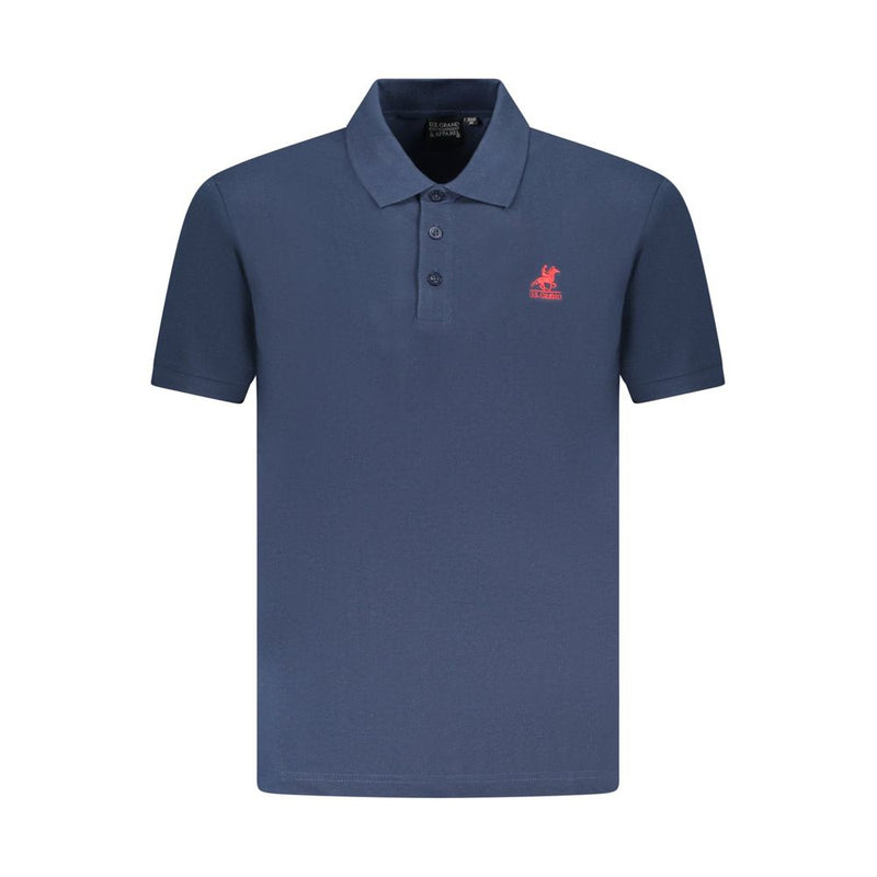 U.S. Grand blauw katoenen poloshirt voor heren