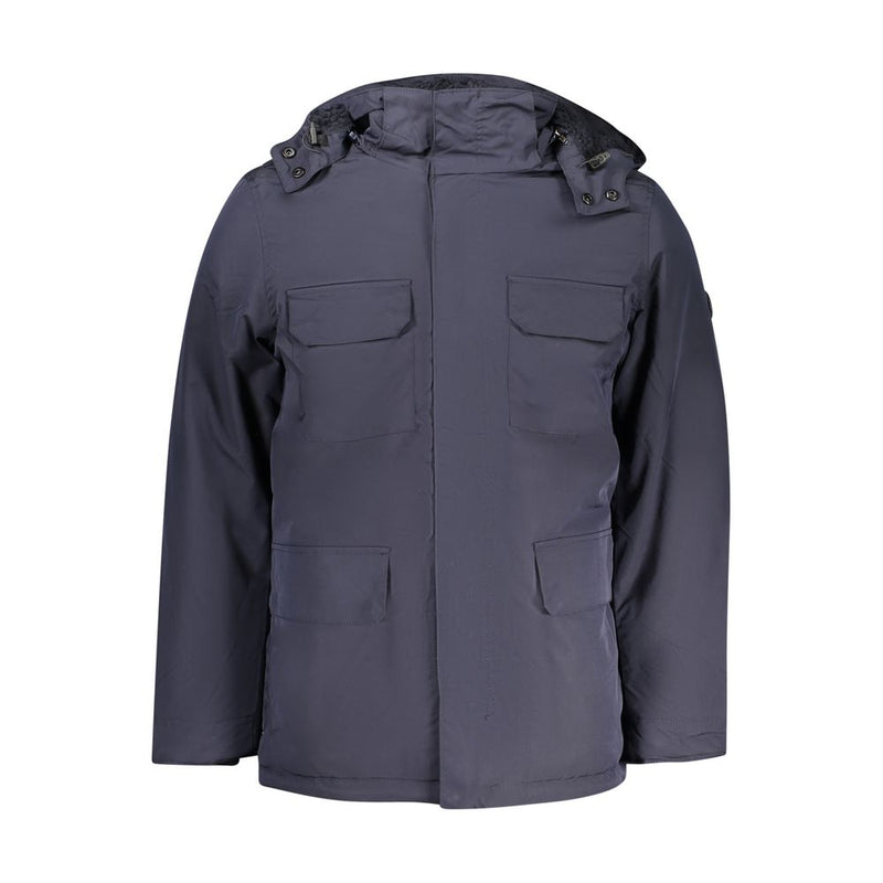U.S. Grand Blue Polyester Men's Parka Jacket - Stylish & Functional