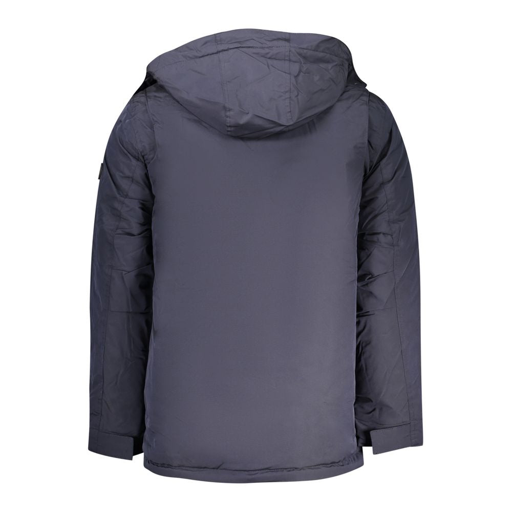 U.S. Grand Blue Polyester Men's Parka Jacket - Stylish & Functional