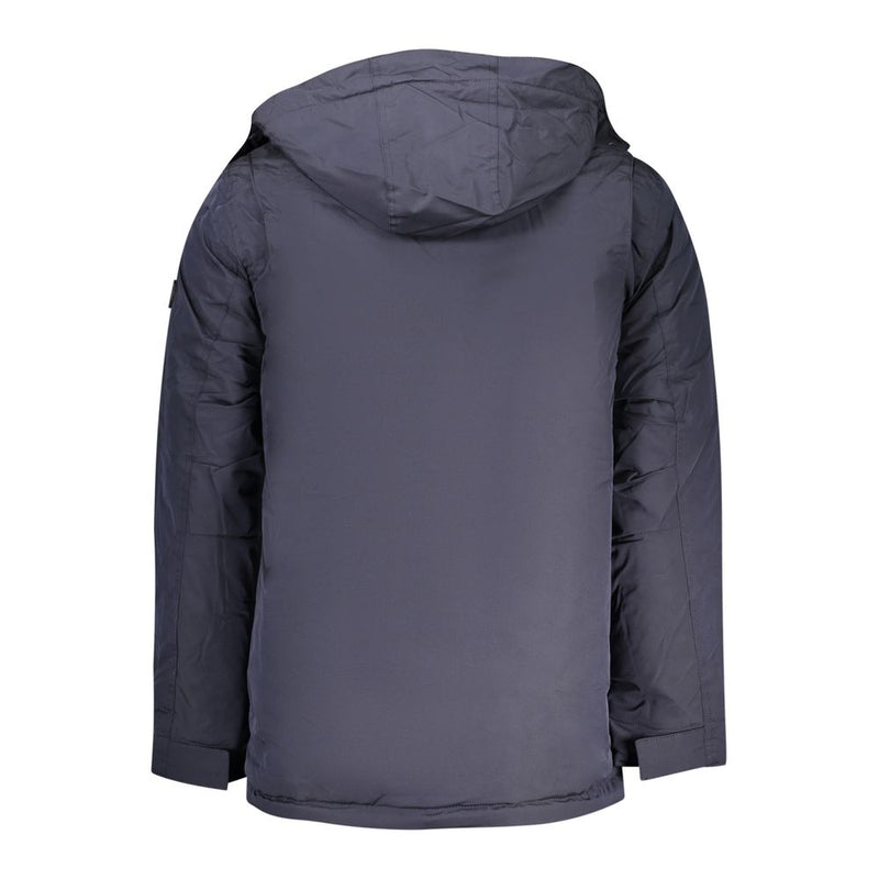 U.S. Grand Blue Polyester Men's Parka Jacket - Stylish & Functional