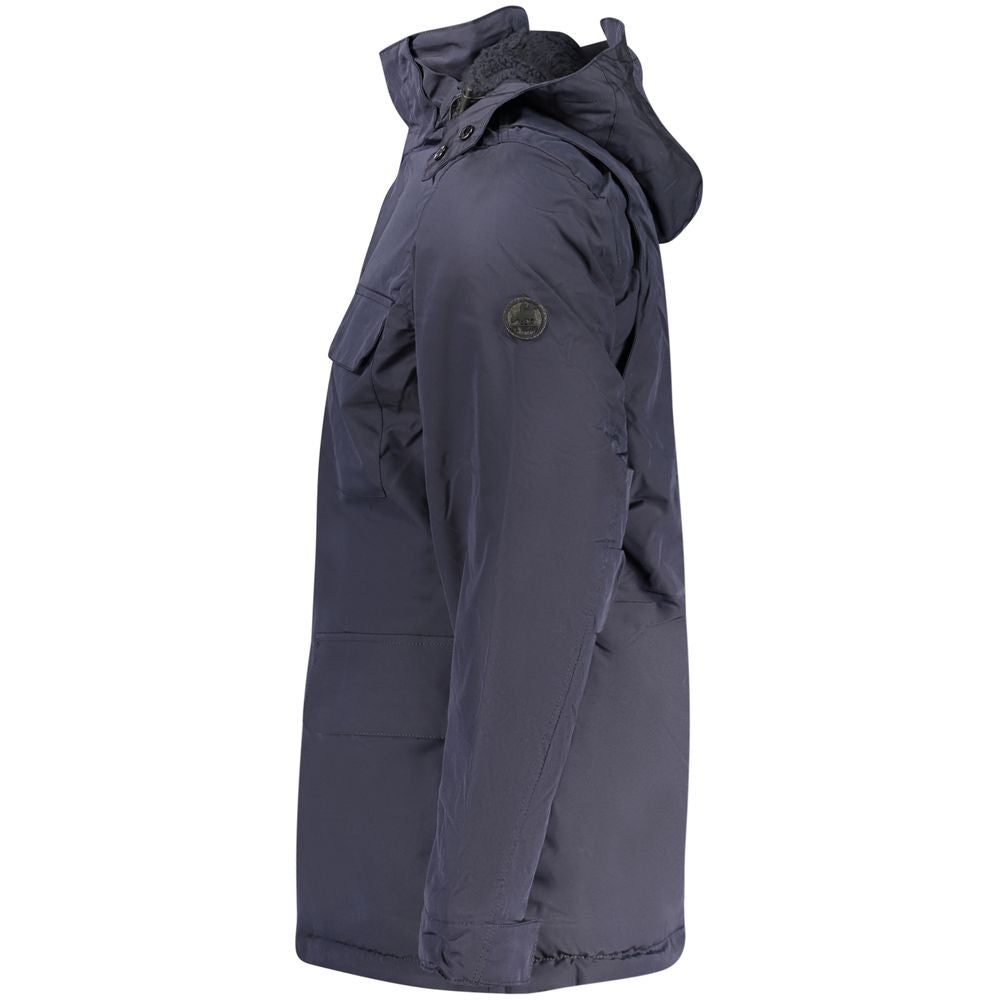 U.S. Grand Blue Polyester Men's Parka Jacket - Stylish & Functional