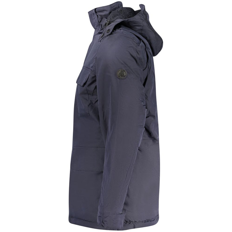 U.S. Grand Blue Polyester Men's Parka Jacket - Stylish & Functional