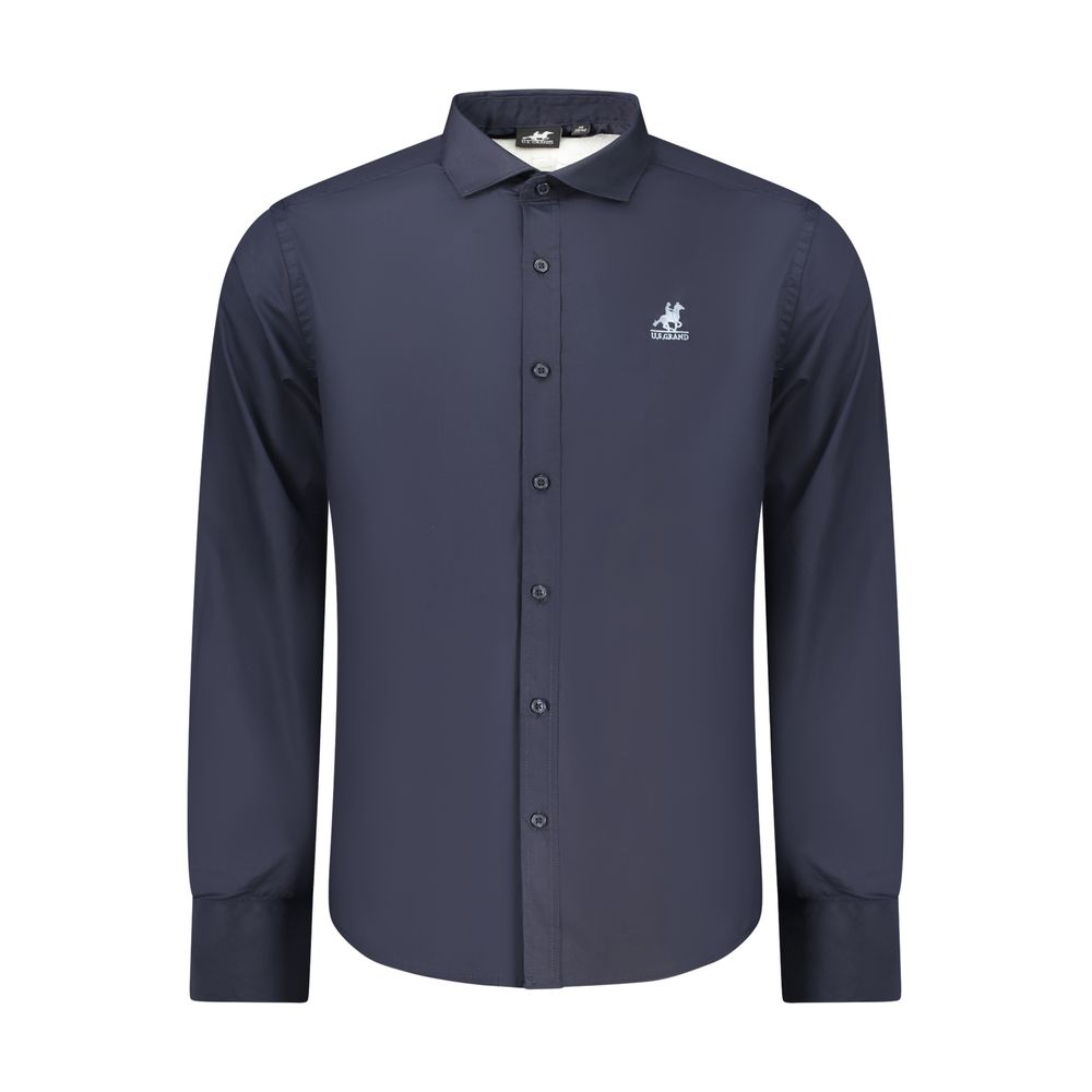 U.S. Grand Blue Cotton Men Shirt - Sophisticated Style