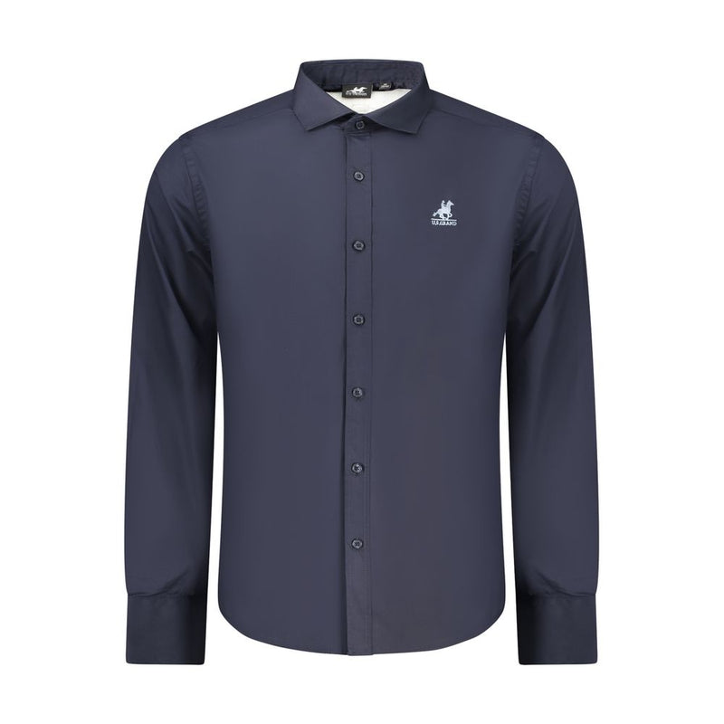 U.S. Grand Blue Cotton Men Shirt - Sophisticated Style