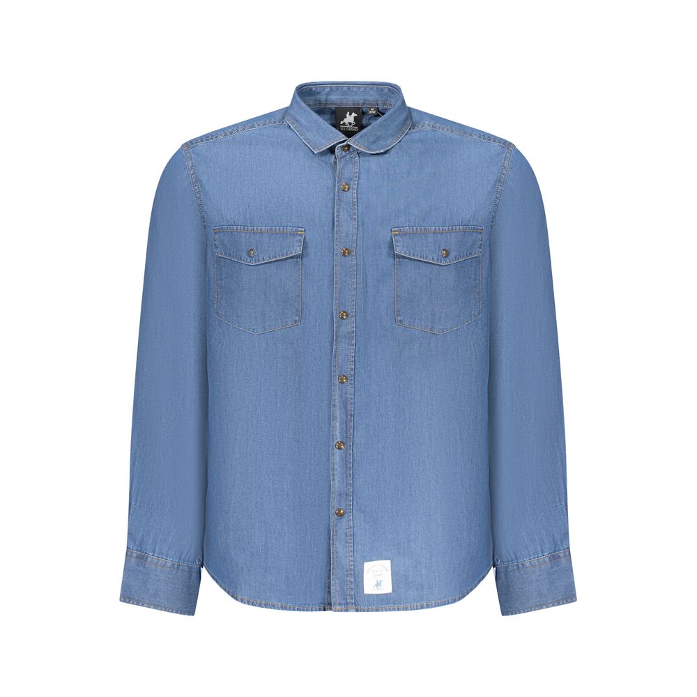 U.S. Grand Blue Cotton Men's Shirt - Long Sleeve