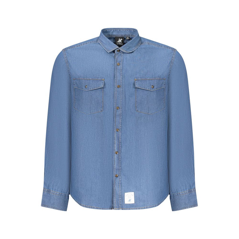 U.S. Grand Blue Cotton Men Shirt - Long Sleeve with French Collar