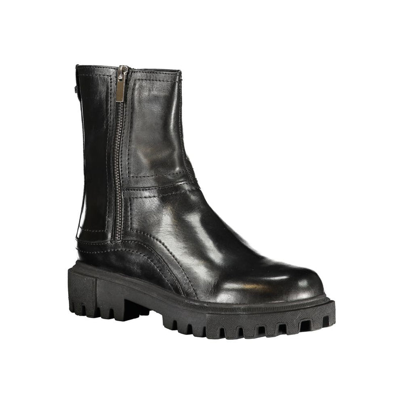 Cafenoir Black Leather Women Boot - Chic Ankle Style