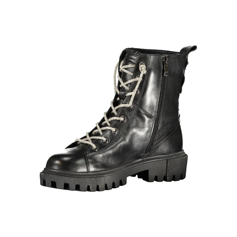 Cafenoir Black Leather Women Ankle Boot