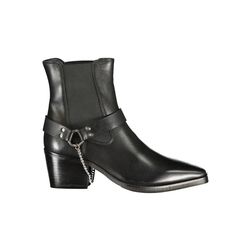 Cafenoir Black Leather Women Ankle Boot