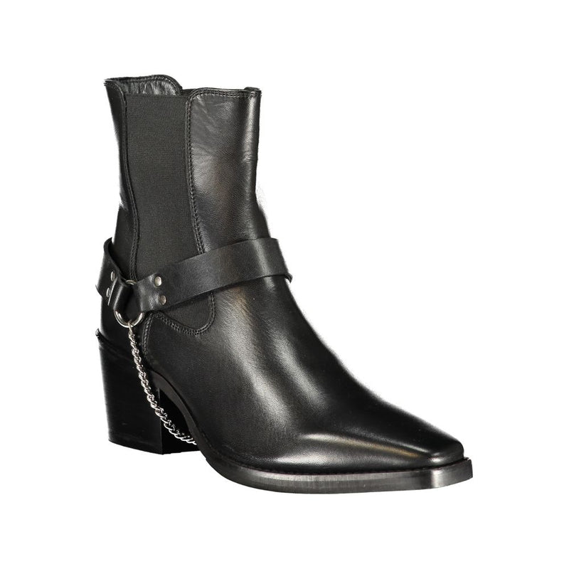 Cafenoir Black Leather Women Ankle Boot